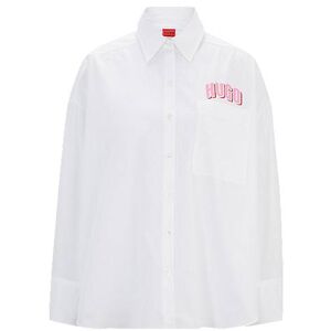 HUGO Oversized-fit blouse in cotton canvas with seasonal logo