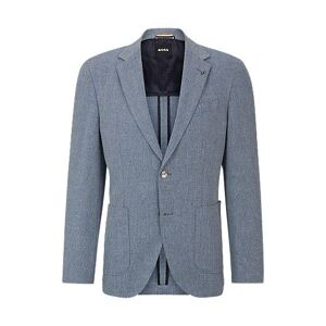 Boss Regular-fit jacket in herringbone cotton and wool