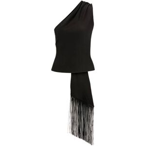 Boss One-shoulder blouse with fringed scarf detail