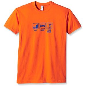 Coole-Fun-T-Shirts Jungen T-Shirt EAT, SLEEP, LONGBOARD, Gr. XX-Large, Orangen (orange-blau)