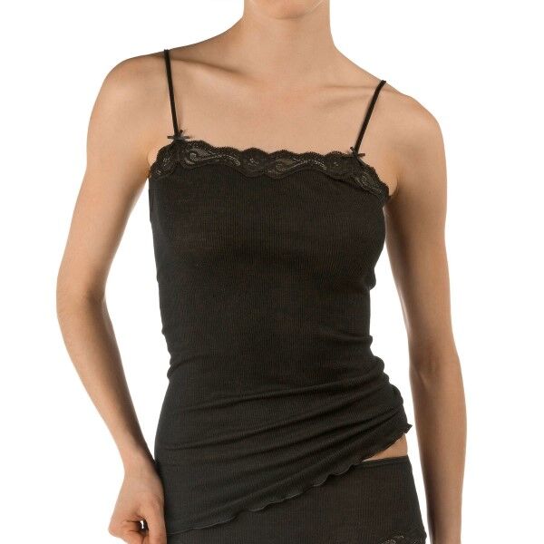 Calida Richesse Lace Spaghetti Top - Black  - Size: 11290 - Color: musta