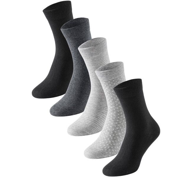 Schiesser 5 pakkaus Women Socks - Grey/Black  - Size: 173205 - Color: harmaa/musta