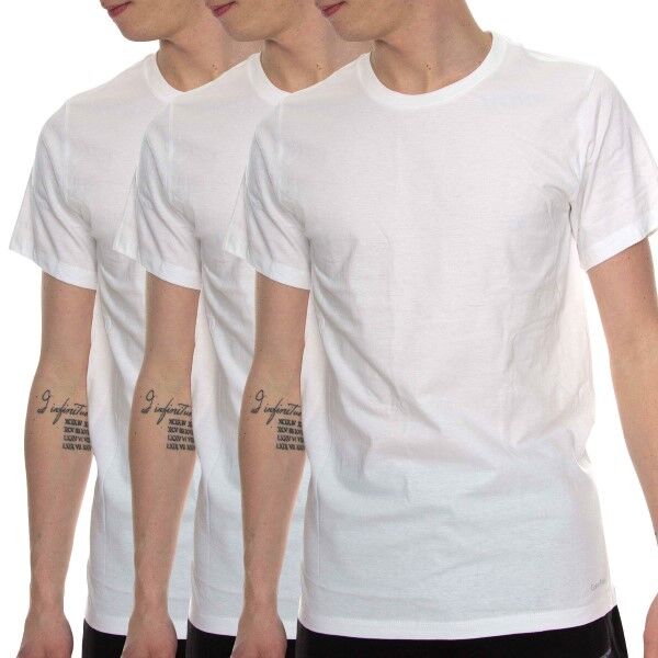 Calvin Klein 3 pakkaus Cotton Stretch Crew Neck T-Shirt - White  - Size: NB4011E - Color: valkoinen