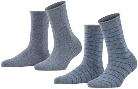 Falke 2 pakkaus Women Happy Stripe Socks - Grey  - Size: 46419 - Color: harmaa