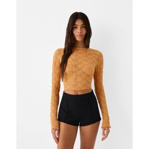 Bershka Top Manches Longues Rustique Femme S Ocre - Publicité