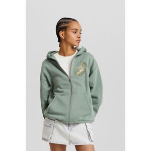 Bershka Sweat Zippé Capuche Oversize Imprimé Femme S Kaki - Publicité