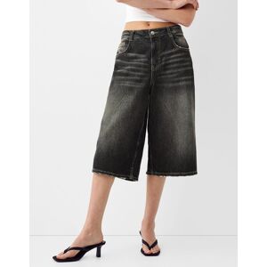 Bershka Short Bermuda Baggy Denim Femme 44 Noir - Publicité