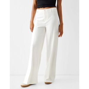 Bershka Pantalon Jambe Large Coupe Tailleur Femme 40 Blanc - Publicité