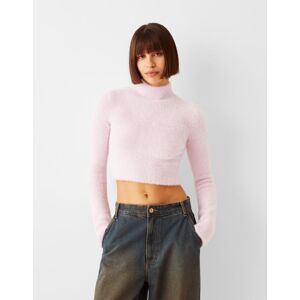 Bershka Pull Col Roulé Fourrure Femme S Rose - Publicité