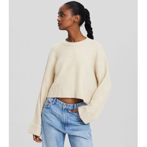 Bershka Pull Court Col Rond Femme Xs Sable - Publicité