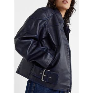 Stradivarius Blouson avec boucles en similicuir  Marine XL