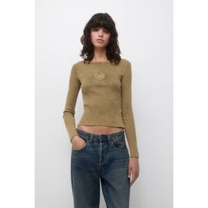 Pull&Bear T-Shirt Broderie Manches Longues Lee Marron clair M female - Publicité