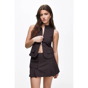 Pull&Bear Minijupe Plissée À Rayures Tennis Marron M female - Publicité