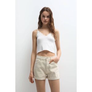 Pull&Bear Short Mom Denim Revers Écru 46 female - Publicité