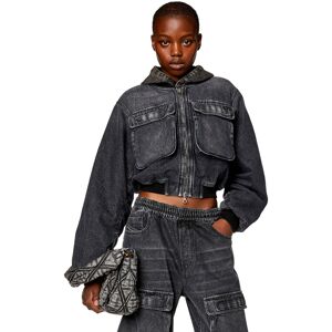 Diesel - Veste cropped en denim 100 % coton - Vestes en denim - Femme - Noir XXS - Publicité