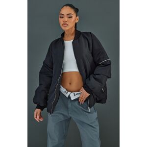 PrettyLittleThing Bomber oversize noir à poches, Noir - Publicité