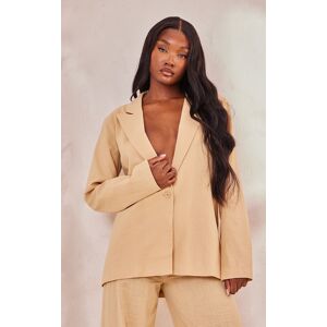 PrettyLittleThing Tall Blazer oversize effet lin sable, Sable - Publicité