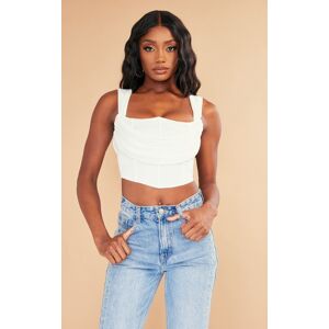 PrettyLittleThing Top corset blanc drapé devant, Blanc - Publicité