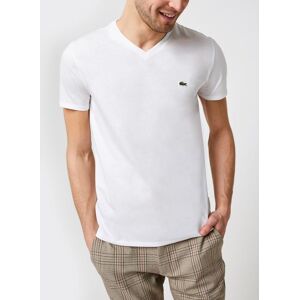 T-shirt col V en jersey de coton par Lacoste Blanc L Accessoires - Publicité