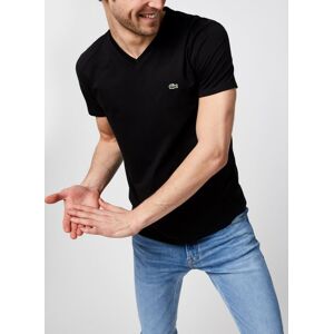 T-shirt col V en jersey de coton par Lacoste Noir S Accessoires - Publicité