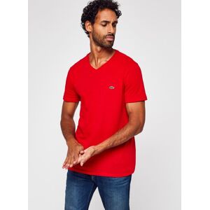 T-shirt col V en jersey de coton par Lacoste Rouge S Accessoires - Publicité