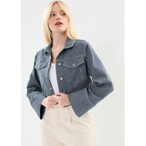 Slfmyra Ls Stripe Short Denim Jacket par Selected Femme Bleu 38 Accessoires - Publicité