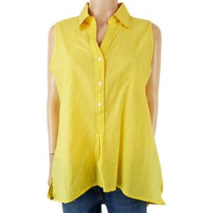 Blouse jaune femme col chemise - sans manches - 42 Jaune 42 - Publicité