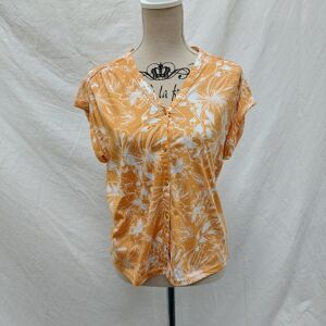 Top sans manches - orange - fleurs - été - camaïeu- taille S - taille 36 Orange 36 - Publicité