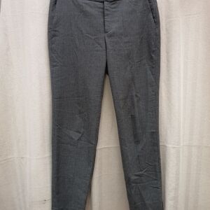 Pantalon gris foncé rayures gris clair coupe droite - Zara basic - M Gris M - Publicité