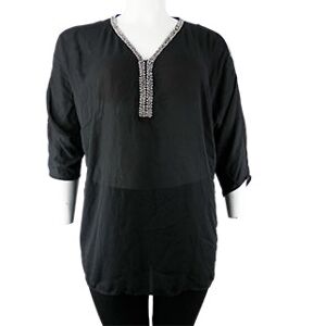 Tunique noire avec perles - épaules dénudées manches 3/4 - Femme - CC Collection - XL Noir XL - Publicité