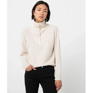 Pull femme avec col montant boutonné - XXL - ecru - GEMO ecru - Publicité