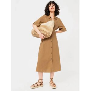 Robe chemise longue à manches courtes en lin et viscose femme - 46 - camel - GEMO camel - Publicité