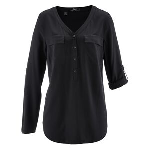 Blouse à col V et manches longues noir 40/42/44/46/48/50/52/54/56/58