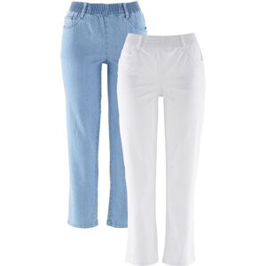 bonprix Lot de 2 pantalons 7/8 confort stretch avec taille confortable blanc 38/40/42/44/46/48/50/52/54/56 - Publicité