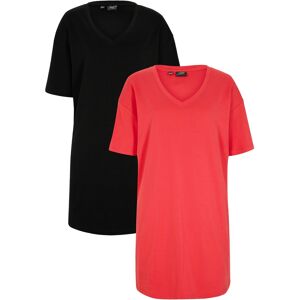 bonprix Lot de 2 robes T-shirt avec décolleté en V, oversize fuchsia 38/40 - Publicité