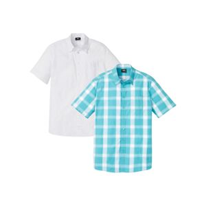 bonprix Lot de 2 chemises légères à manches courtes blanc 47/48 (3XL)/45/46 (XXL)/43/44 (XL)/39/40 (M)/49/50 (4XL)/41/42 (L) - Publicité