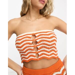 4th & Reckless - Island - Crop top d'ensemble de plage en maille au crochet - Orange et blanc-Multicolore Multicolore 44 female - Publicité