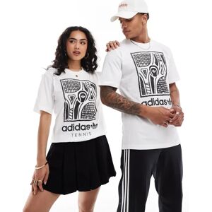 adidas Originals - T-shirt unisexe Ã  imprimÃ© Tennis - Blanc Blanc XL unisex - Publicité