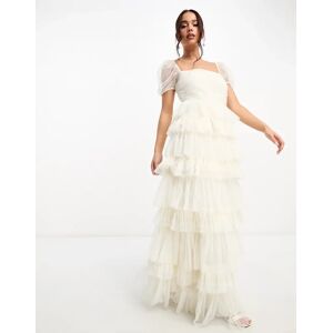 Anaya - Robe longue de mariÃ©e Ã  manches bouffantes et volants Ã©tagÃ©s - Ivoire-Blanc Blanc 36 female - Publicité