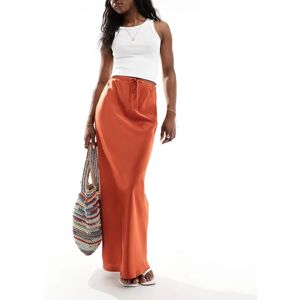 ASOS DESIGN - Jupe longue en satin en bais avec liens nouÃ©s Ã  la taille - Terracotta-Orange Orange 42 female - Publicité