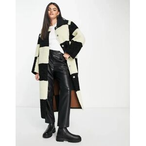 ASOS DESIGN - Manteau long rÃ©versible en imitation peau de mouton contrecollÃ©e - Noir et blanc-Multicolore Multicolore 32 female - Publicité