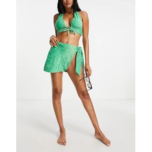 ASOS DESIGN - ParÃ©o de plage en tissu Ã©ponge graphique - Vert Vert 32 female - Publicité