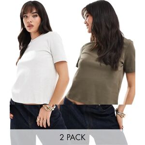 Bershka - Lot de 2 t-shirts oversize - Gris et kaki Gris S female - Publicité