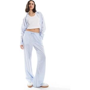 Bershka - Pantalon d'ensemble ample et avec cordon de serrage Ã  fines rayures - Bleu clair Bleu S female - Publicité