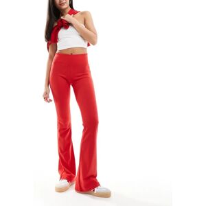 Bershka - Pantalon Ã©vasÃ© Ã  taille haute - Rouge Rouge S female - Publicité