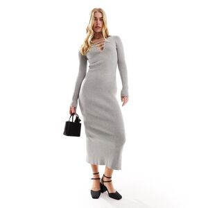 Bershka - Robe longue en maille avec dÃ©tails croisÃ©s - Gris Gris XS female - Publicité