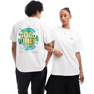 Dr Denim - Trooper - T-shirt dÃ©contractÃ© unisexe Ã  imprimÃ© Good Times World au dos - Blanc cassÃ© Blanc L unisex - Publicité