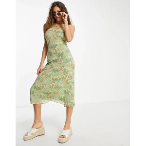 - Robe mi-longue Ã  dos nu et imprimÃ© fleuri - Vert Vert XL female