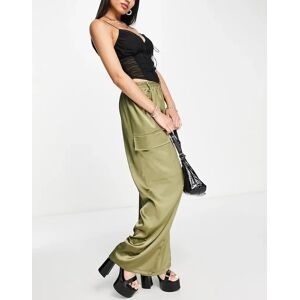 - Pantalon cargo large en tissu satinÃ© - Kaki-Vert Vert 38 female