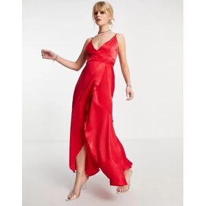 - Robe portefeuille mi-longue en satin - Rouge Rouge 36 female